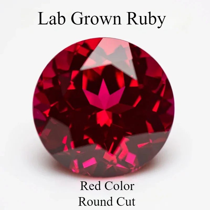 Perline di fascino di colore rosso di forma rotonda di rubino coltivato in laboratorio per gioielli fai da te che realizzano orecchini, materiali per bracciale, certificato AGL selezionabile