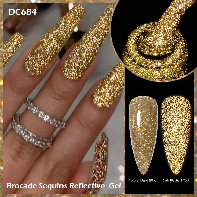 7ml Reflective Glitter Gel Nail Polish Super Flash Brocade Laser Sparkling Glitter Semi Permanant Soak Off UV Gel Varnish Nails