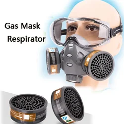 Full Face  Gas Mask Industrial Painting Spraying Respirator Safety Work Filter Formaldehyde protection Gas Masks With Glasses