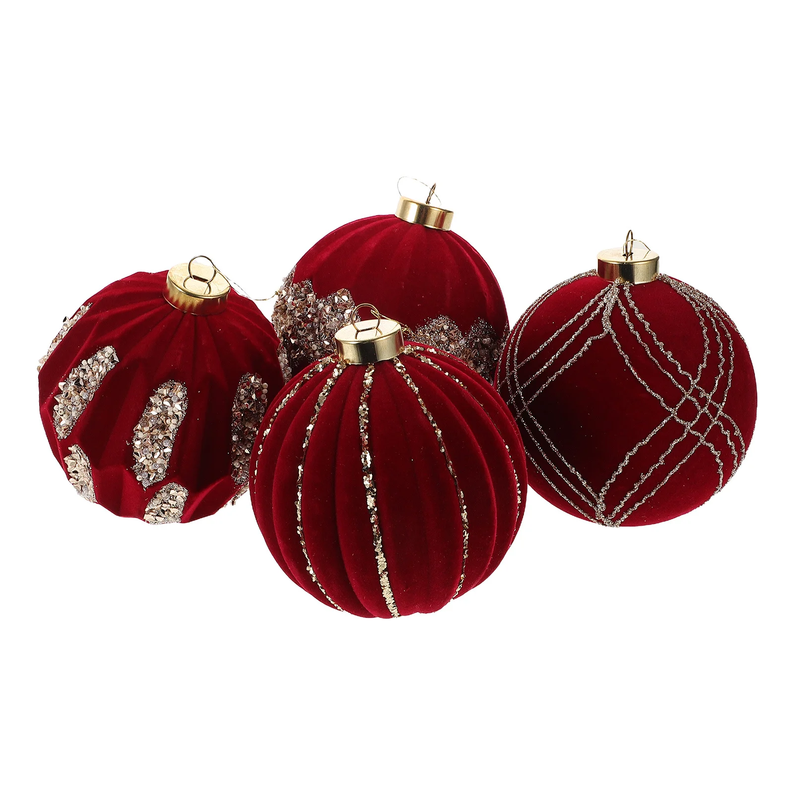 

4Pcs Sparkling Christmas Balls Glittering Flocked Ornaments 10cm for Xmas Tree Shatterproof Holiday Decorations Party and DIY