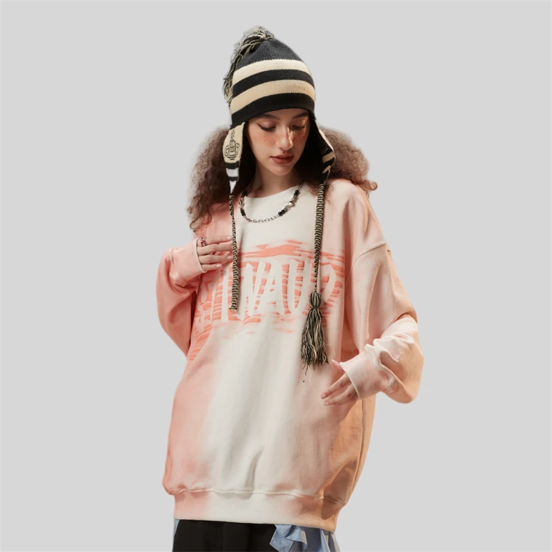 Women\'s Oversize Pink Streetwear Sweatshirt Harajuku Fashion Women New In Round Neck Sweatshirts Y2k Men 2023 Pullovers Designer