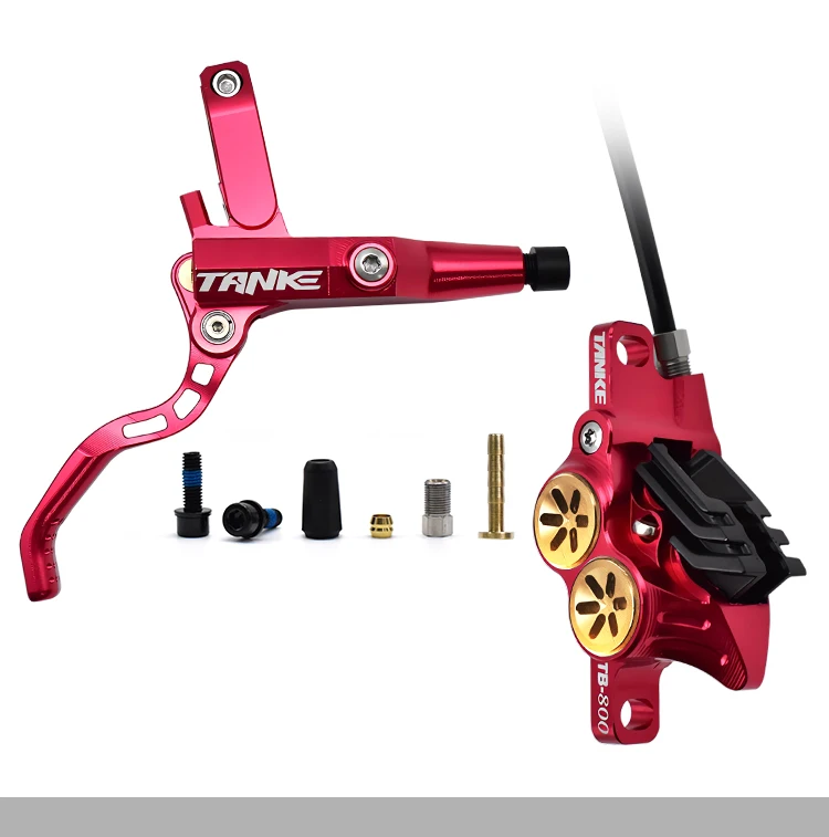 TANKE MTB 4-Kolben Hydraulische Scheibenbremse 900/1700mm, 4-Kolben-Bremsbeläge aus Harz, Öldruck AM DH Straßen-MTB Ultraleichte Scheibenbremse – Detail 13