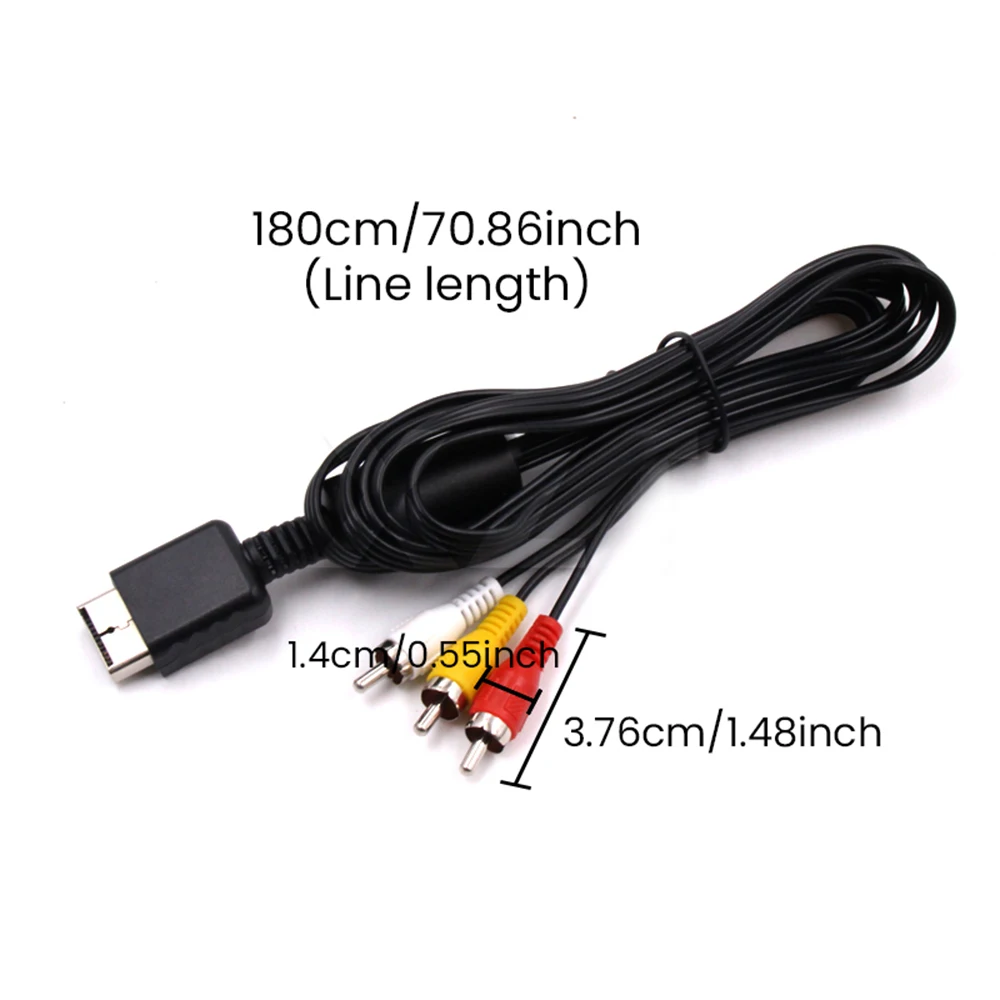 1.8M Composite AV Audio Video TV Adapter Cable Nickel Plated Plug Game Cable for PS2 PS3 for SEGA Dreamcast RCA Cord