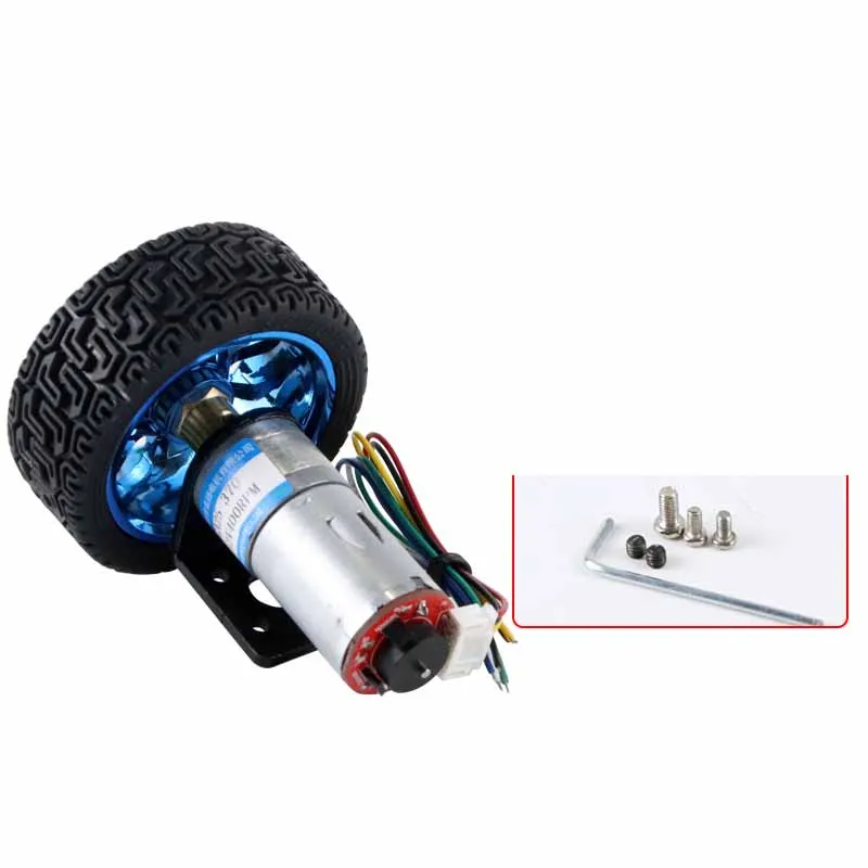 Smart Car Motor Set JGA25-371 Geared Motor with Encoder Wheel Fixed Coupling 25mm DC Electric Motor for Remote Control Car DIY