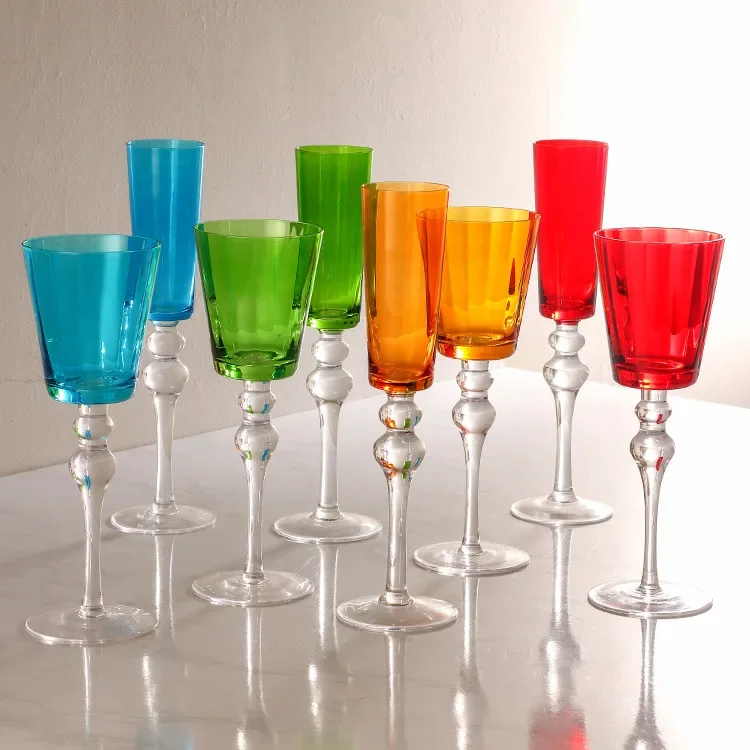 Beaded Champagne Glass Luxury Vintage Crystal Highball Cup Colorful Prism Bubbly Wine Goblet