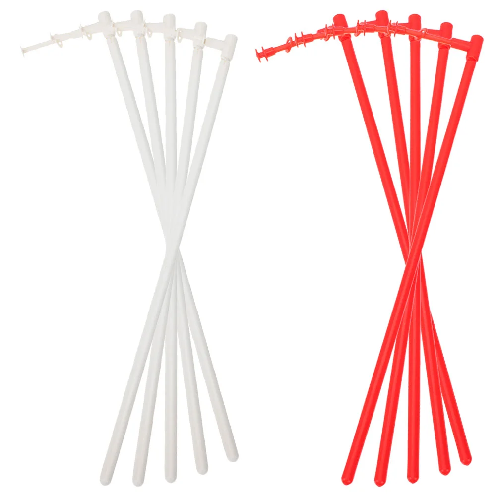 10 Sets Solid Windmill Pole Accessories Blank Pierced Leaves Plastic String DIY 10pcs Stable Pinwheel Rods for Parts Windmills