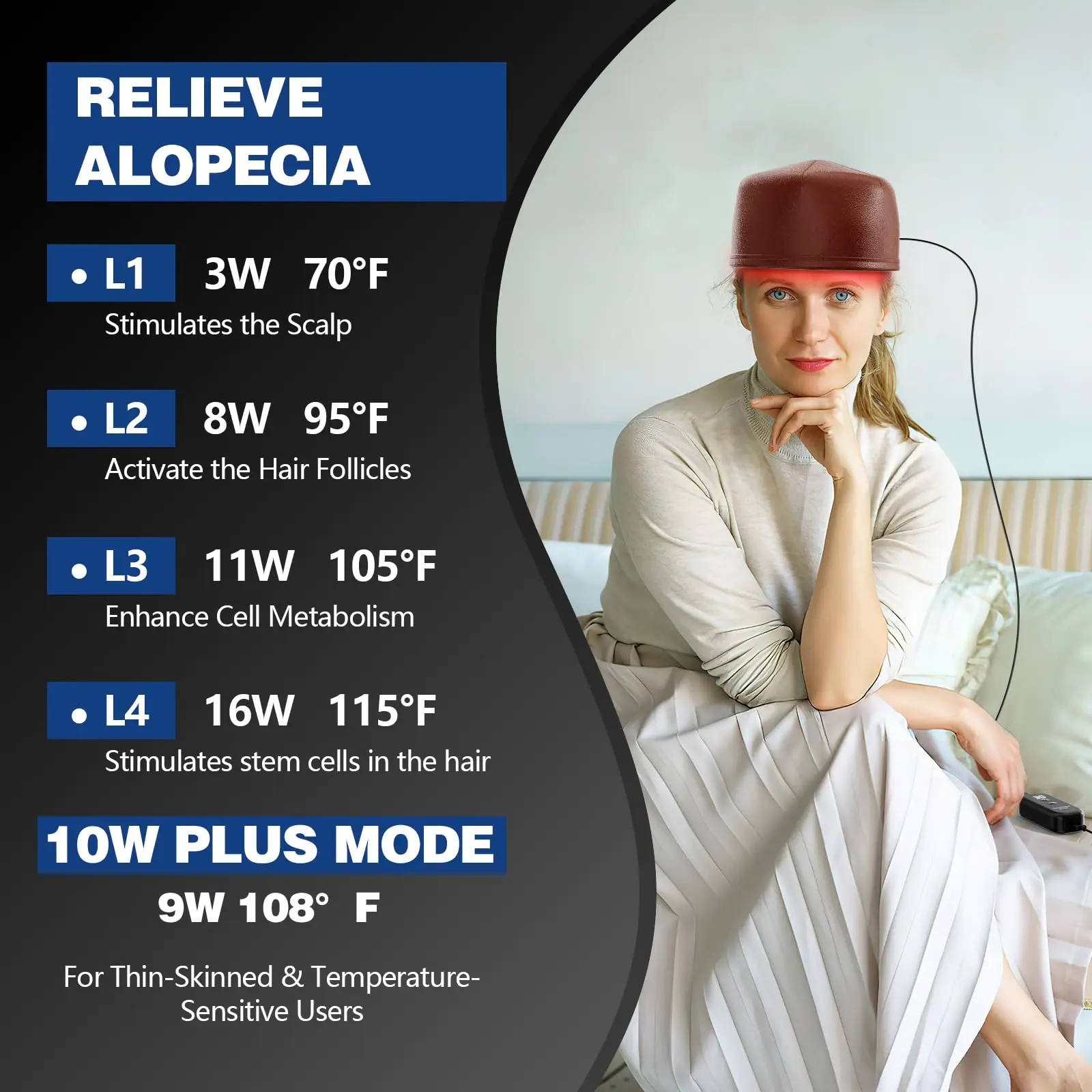 غطاء نمو الشعر لتساقط الشعر 120 المصابيح 660nm & 850nm يقلل من الزيت العميق في بصيلات الشعر تقوية جذور الشعر قبعة العناية بالشعر