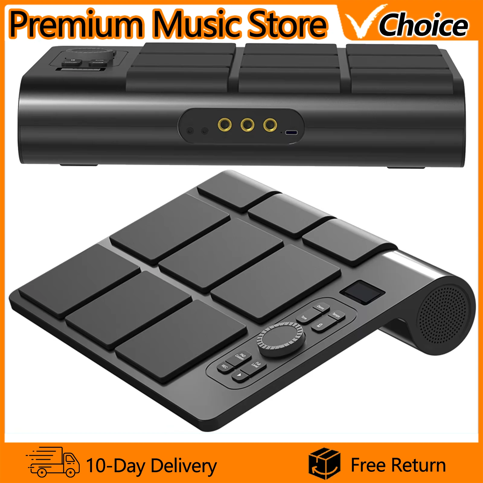 IRIN ED02 Electronic Drum Pad 9 Velocity-Sensitive Pads MIDI Portable Force-Sensitive Electronic Drum Pad for Practice Gaming