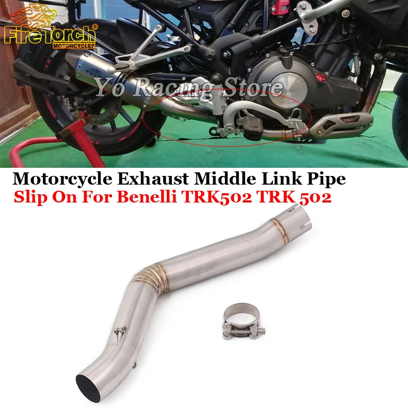 

Slip On For Benelli TRK502 TRK 502 Motorcycle Exhaust System Tube Escape Modify Middle Link Pipe Connecting 51mm Muffler Moto