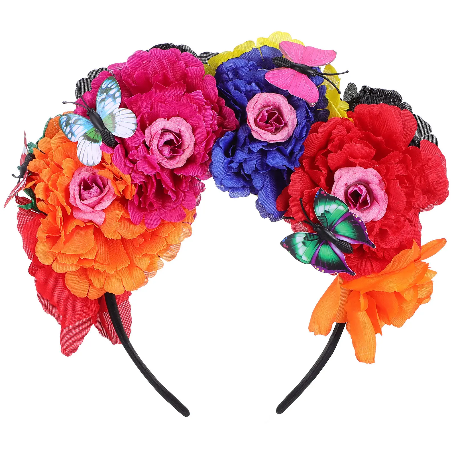 Flower Crown Headband Rose Headdress for Women Elegant Floral Hair Accessory Wedding Party Festival Flower Headdress