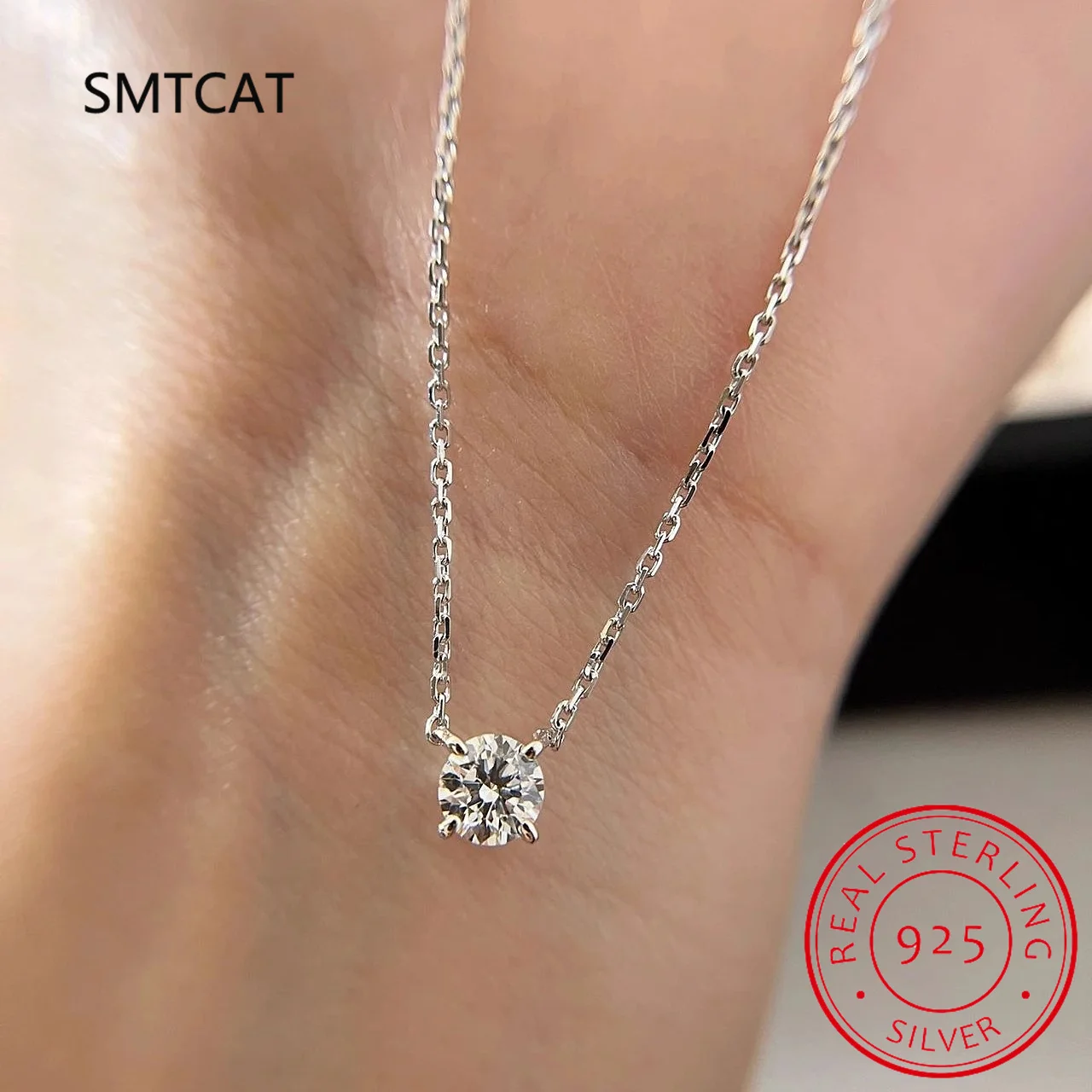 Sparkling Simulated 0.5-5ct Moissanite Pendant Necklaces 925 Sterling Silver Solitaire Necklace Chain For Women Jewellry Gift