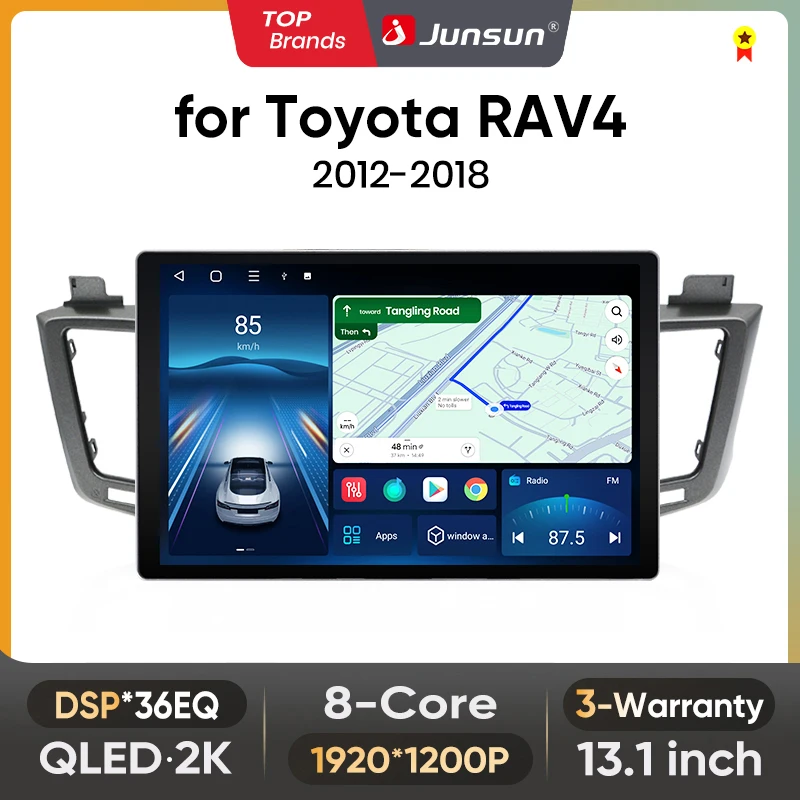 Image of Junsun 13,1 Zoll QLED Android Wireless CarPlay Autoradio für Toyota RAV4 2012-2018 Intelligente Systeme DSP SWC RDS GPS FM