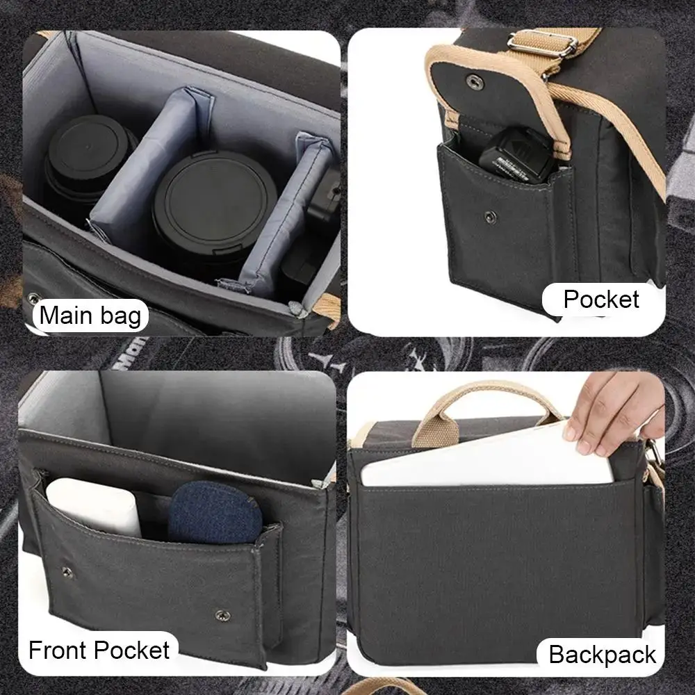 Multi-functional Digital DSLR Camera Bag Waterproof Wear Resistant Camera Storage Bag Padded Dividers Adjustable