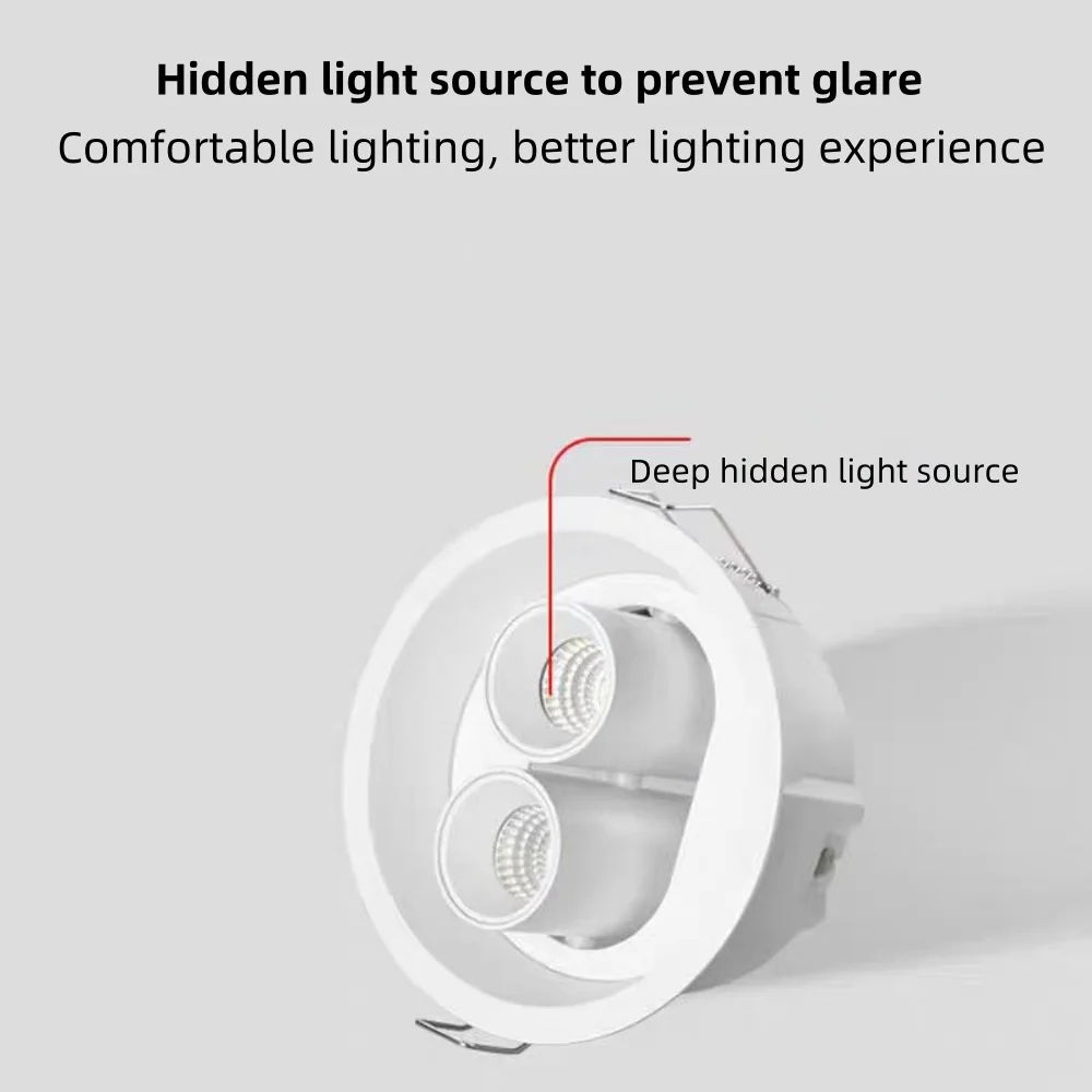 LED embedded twin tube spotlight borderless interior decoration lighting room ceiling light