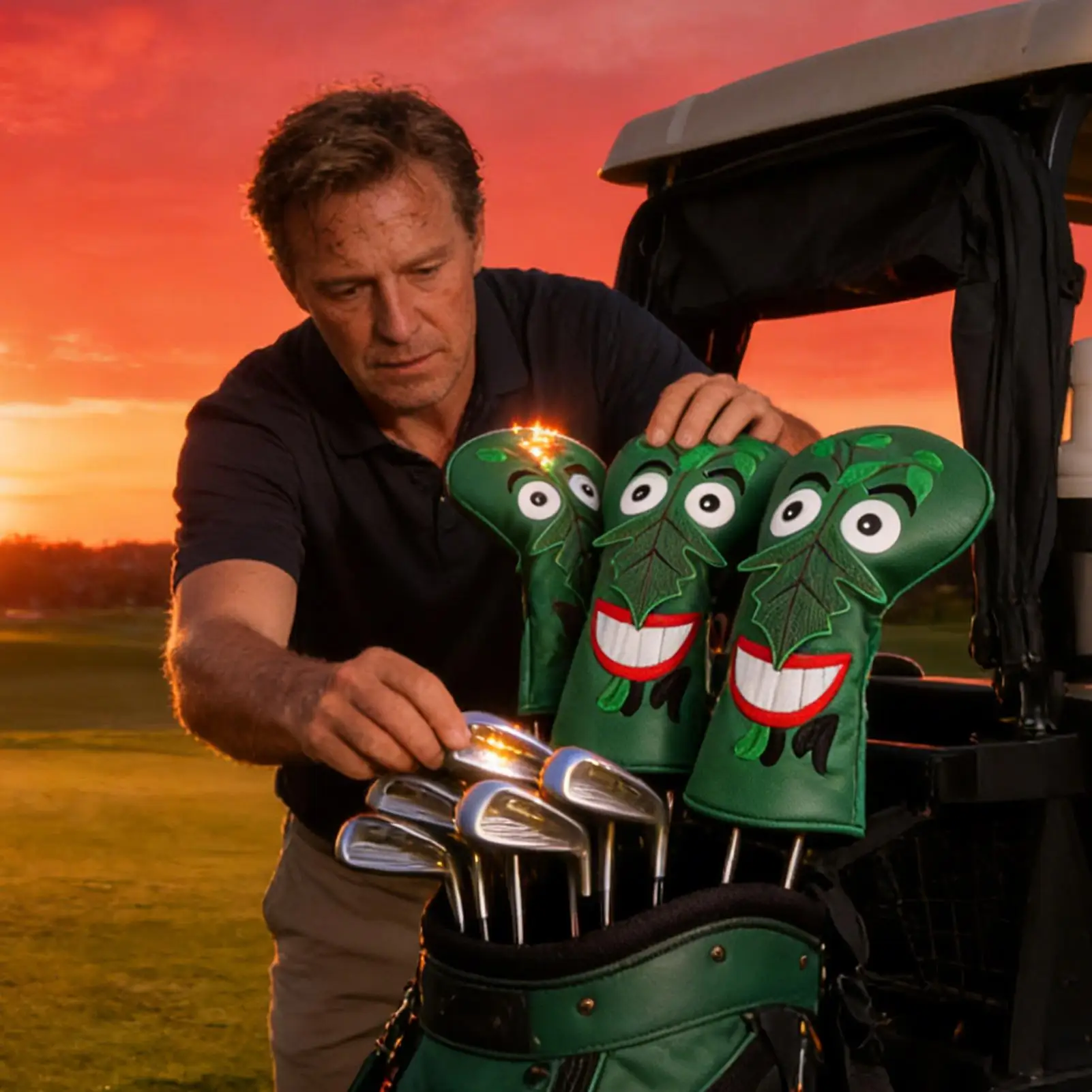 

Funny Golf Club Head Covers Putter Headcover PU Leather Golf Club Cover for most golf clubs Tournament Play Outdoor Practice