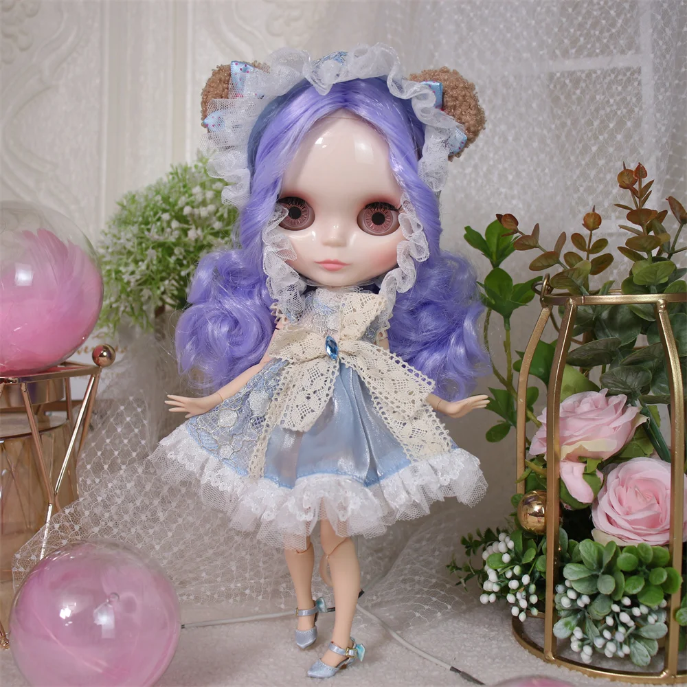 ICY DBS Blyth doll white skin joint body long colorful hair glossy face nude doll and set doll dress up game gift fot girl