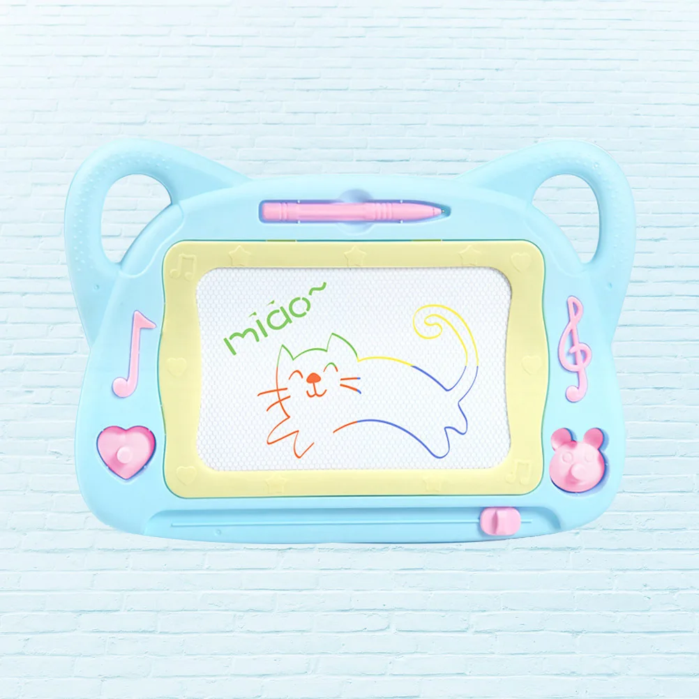 Lavagna magnetica a forma di gatto dei cartoni animati Lavagna blu per doodle Blocco per schizzi Disegno Strumento per l'apprendimento dei graffiti cancellabile per bambini