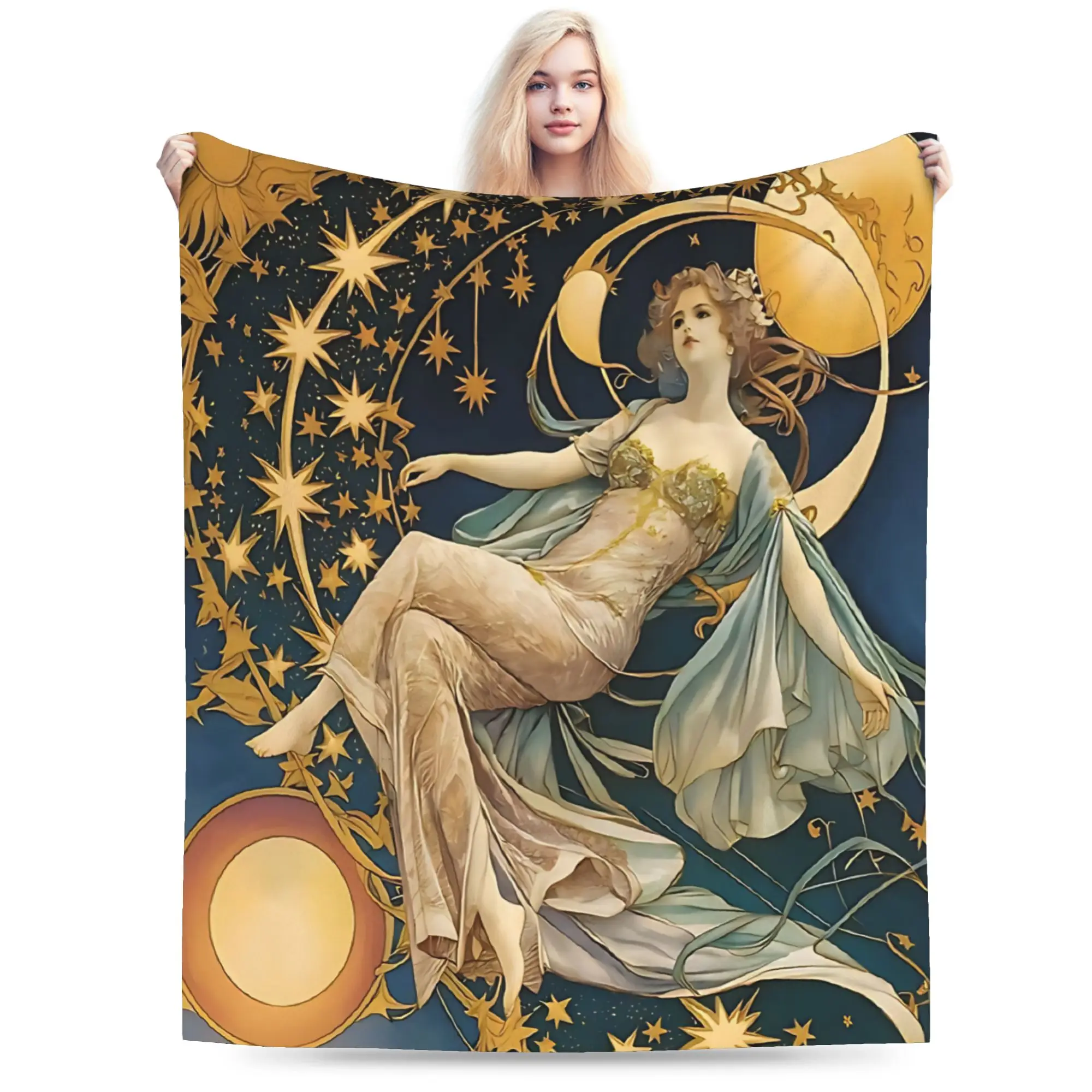 Language of Flowers Alphonse Mucha   Flannel Blanket Winter  Soft Warm Bedding Throws Couch Bed Novelty Bedspread Sofa Bed Cover