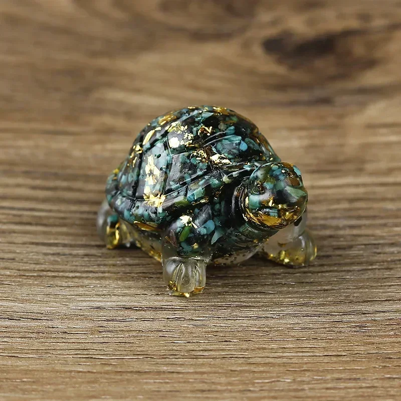 Kawaii Artificial Turtle Figurines Crushed Crystal/Stone Transparent Epoxy Resin Figurine Home Decorations