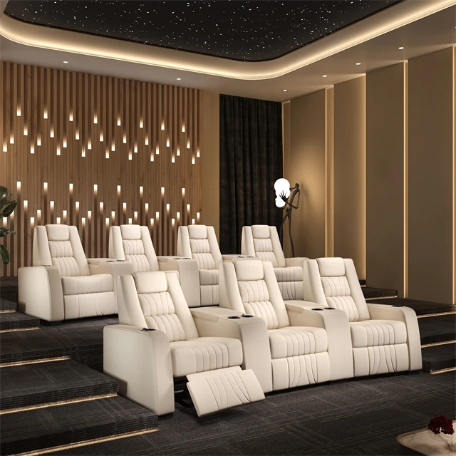 

Home Theater Sofa Modern Luxury Family Sofa Set With Electric Recliner Seats, Home Theater Furniture