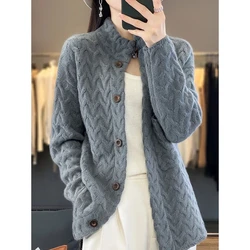 2024 autunno inverno nuovo Cardigan coreano giacca a maniche lunghe donna sciolto Casual addensare maglione lavorato a maglia cappotto femminile top donna