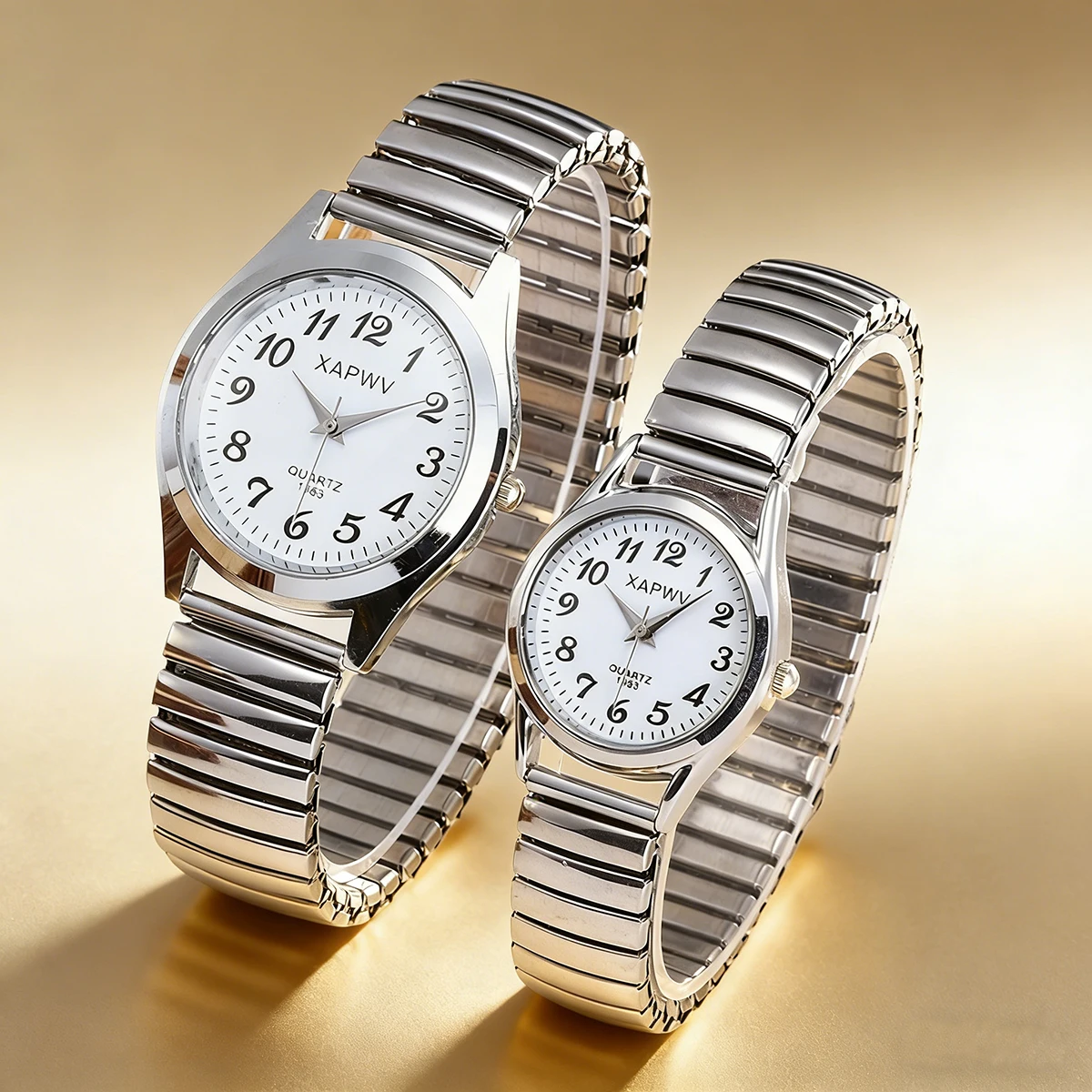 Simple and Stylish Couple's Quartz Watch, Unisex, Arabic Numeral Dial, Comfortable Elastic Strap