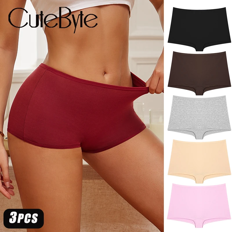 

3 шт./компл. женские трусики, хлопковые бесшовные шорты-боксеры с высокой талией, женские однотонные трусы, уютное нижнее белье, интимные трусы XS-XL