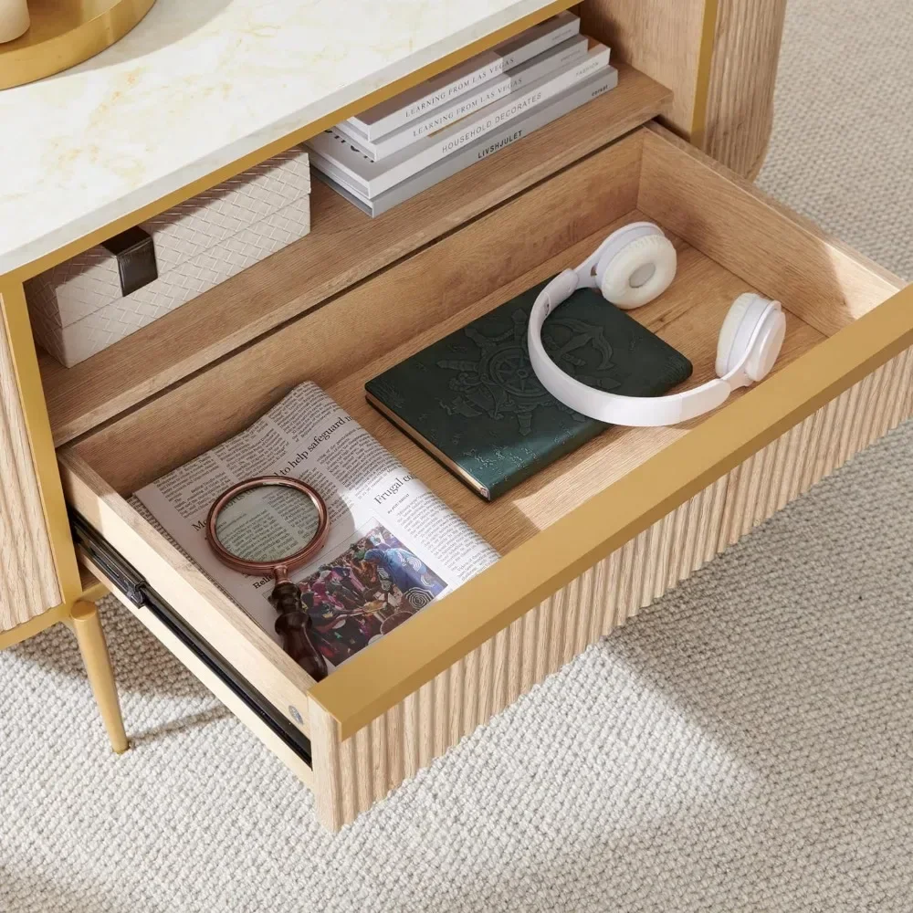 /Modern Luxury Fluted Coffee Table, 48