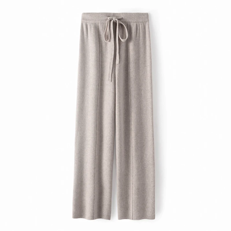 Women's Cashmere Pants 100% Merino Wool Broadfoot Pants Women's Knit Loose Knit Pants Fall/Winter 2024 Women's Thick Pants