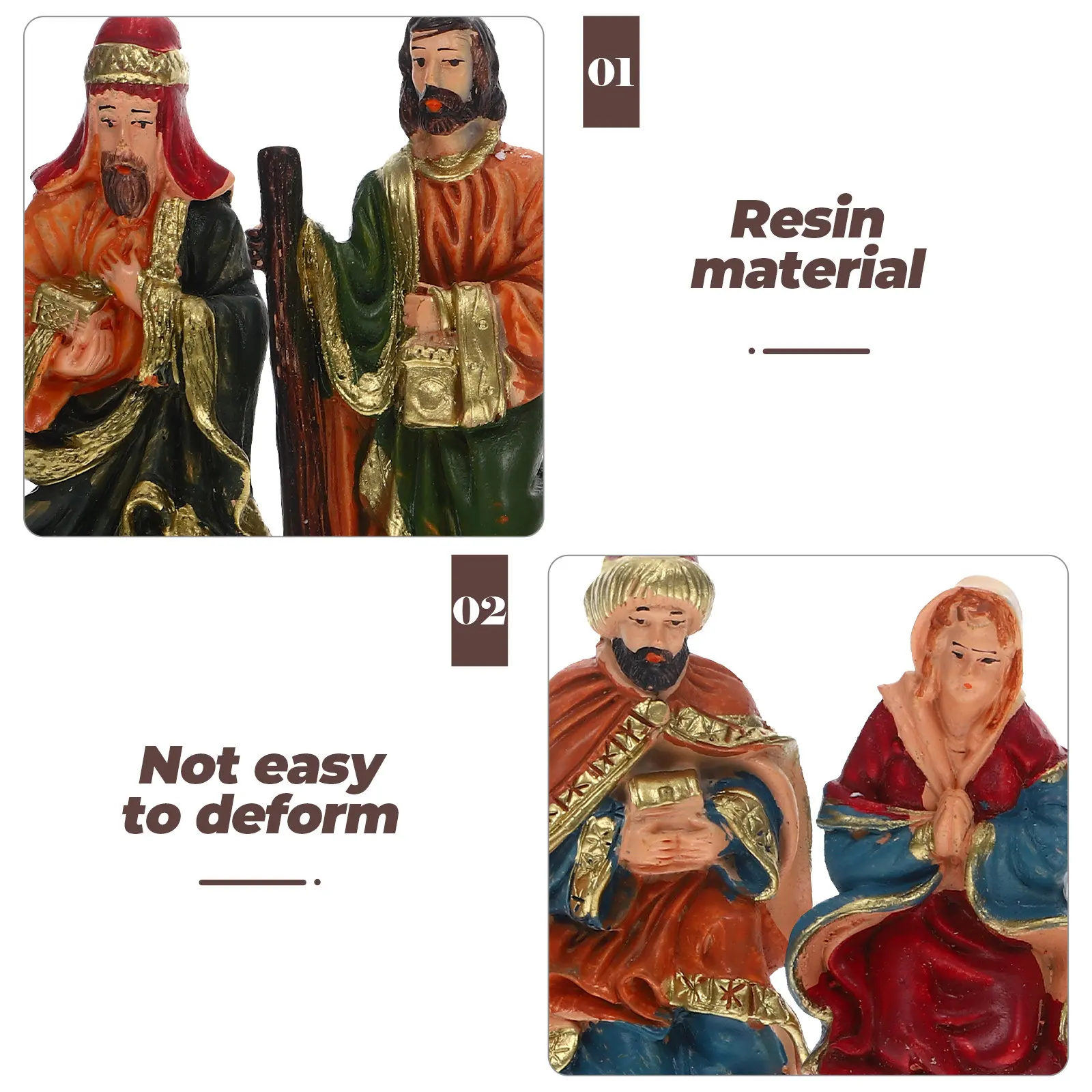 1Set Jesus Nativity Birth Scene Decoration Small Resin Nativity Set Tabletop Christmas Ornaments Home Office Faith Decor