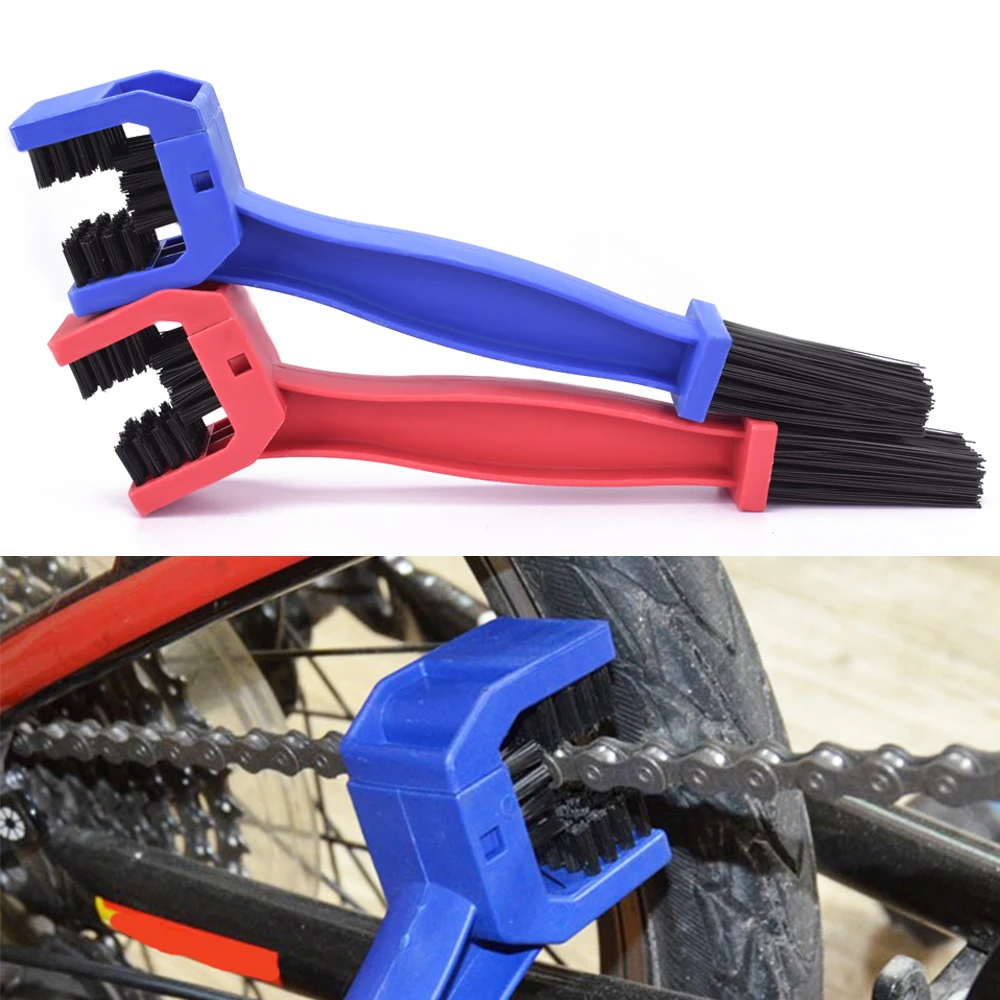 2 Pcs Bike Chain Cleaner Washer Bicycle Motorcycle Chain Cleaning Brush Tool (Blue+Red) for Motorcycle Mountain Road Bike