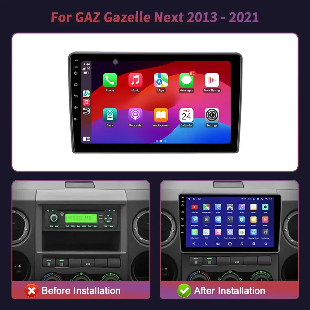 Car Radio Multimedia Video GPS For GAZ Gazelle Next 2013 - 2021 Android 14 Navigation No 2 Din DVD Player autoradio CarPlay