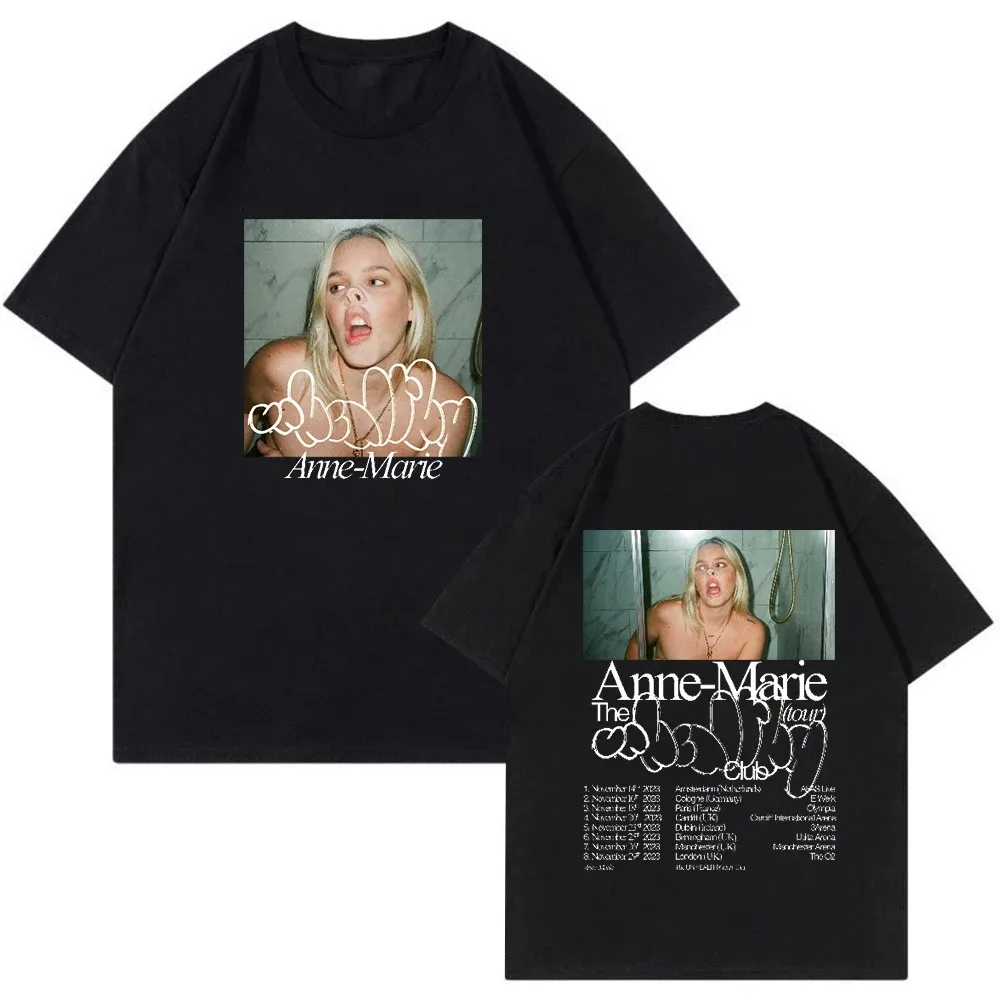 Anne Marie Merch 2024 The Unhealthy Club Tour T-shirt Crewneck Short Sleeve Streetwear Mężczyźni Kobiety Tee Fashion Clothes