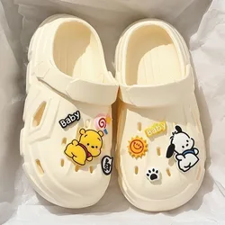 Śliczne Disney Kawaii Puchatek Croc buty damskie letnie ubrania na zewnątrz kryty dom antypoślizgowe grube podeszwy sandały i kapcie dla par prezent