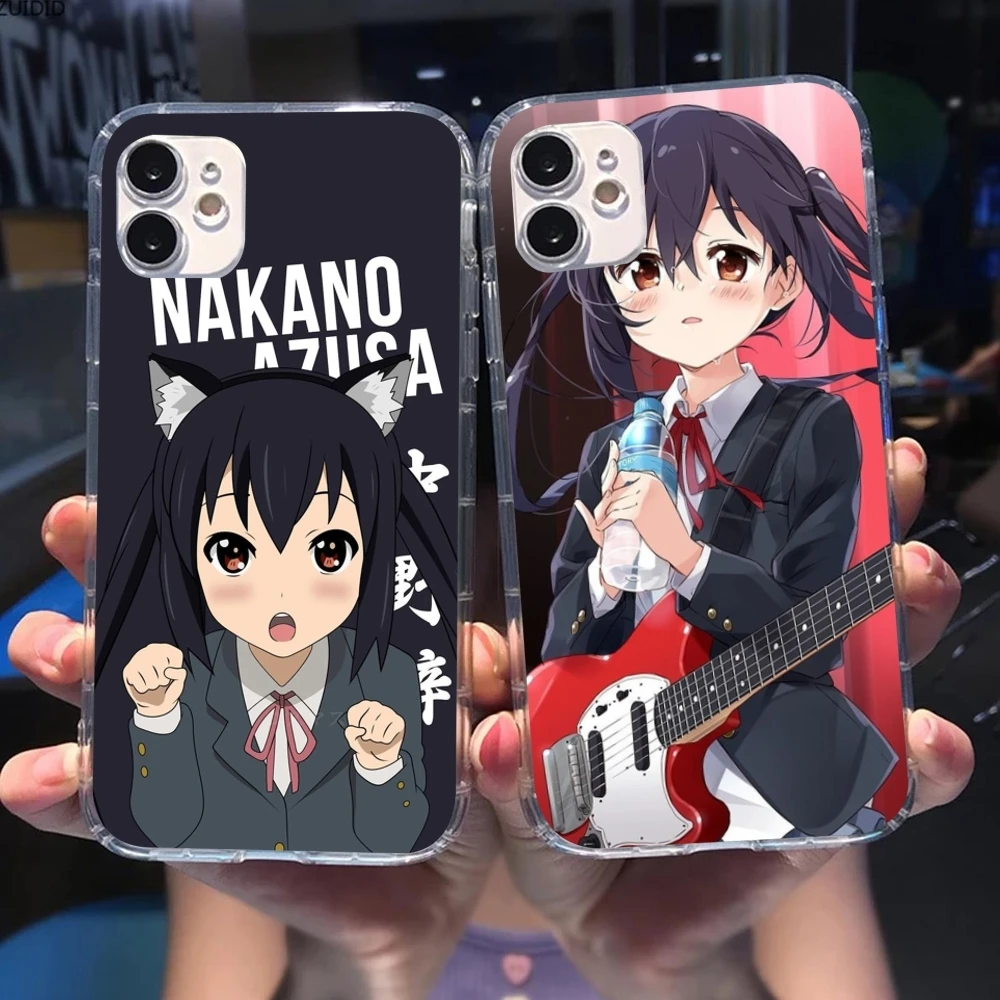 K-ON Nakano Azusa Mobile  Cell Phone Case for iPhone 15 14 13 12 11 X XR XS 8 Pro Max Plus Mini Clear Transparent Cover Shell