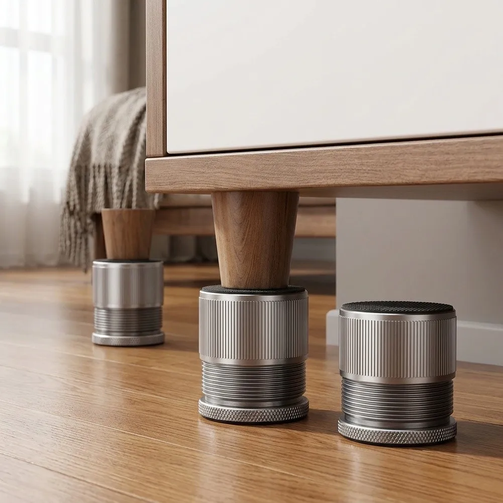 For Furniture Feet Height Extenders Adjustable Metal Design with for non Slip Silicone Pads for Tables Chairs Sofas and Beds
