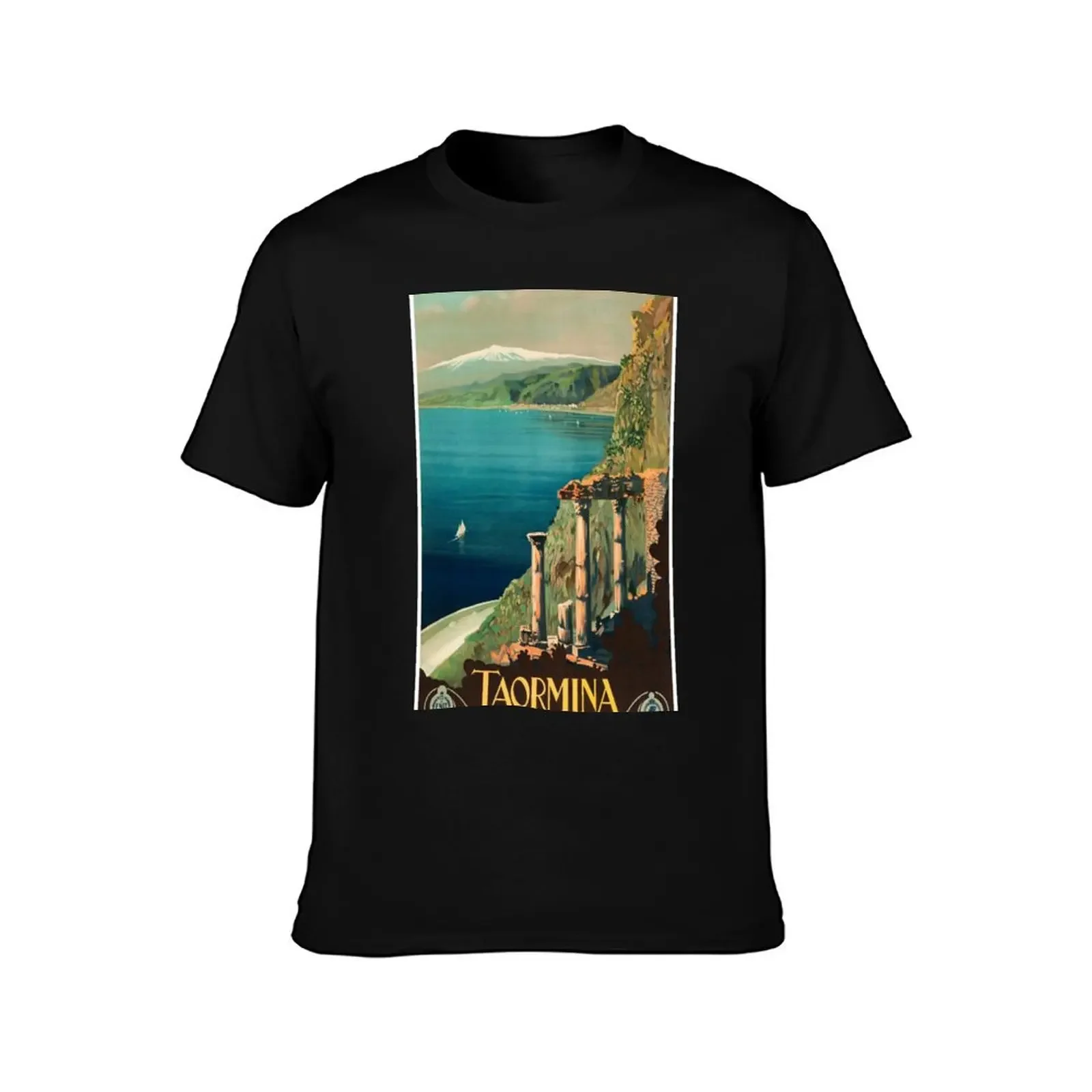 Taormina, Italy Vintage Travel Poster T-Shirt funny shirt cotton Man t-shirt street wear fitted t shirts for men