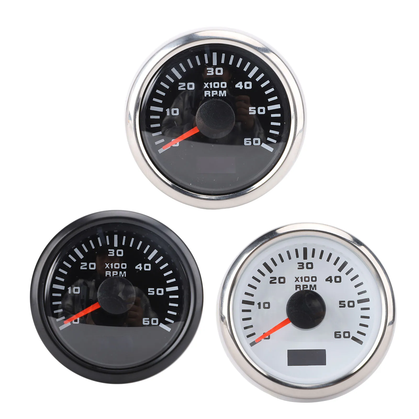 52mm 2inch Car 6000RPM Tachometer Gauge with Hour Meter 7 Color Backlight RPM Meter Kit for Truck Tractor Car RV Boat