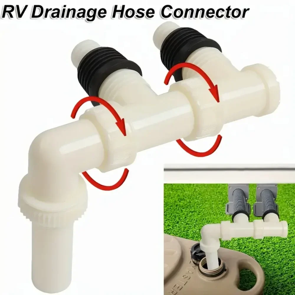 1PC Double Caravan Waste Water Outlet Hose Pipe Adapter Use With Waste Hog / Master Caravan RV Drainage Accessories Universal
