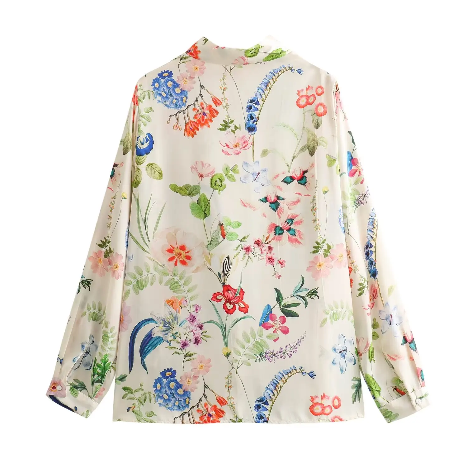 Tangada 2024 Women Pocket Flowers Shirt Long Sleeve Chic Female Loose Shirt Tops 6X0179