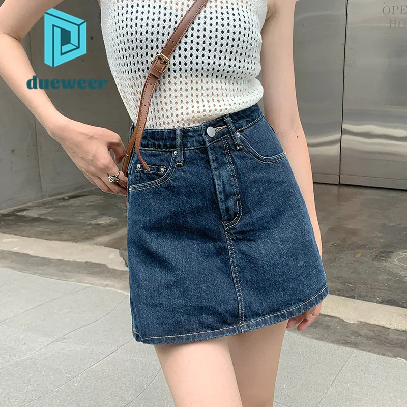 

DUEWEER High Waist Retro Denim Skirt Women Wrap Sexy Mini Shorts Jeans Skirt Summer 2022 Harajuku Korean Fashion Fairy Grunge