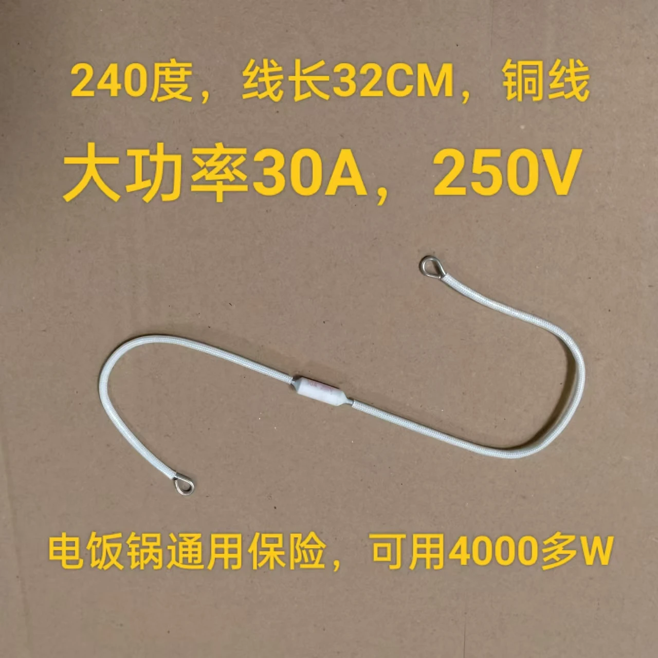YYT 2PCS 30A 240°C Thermal Cutoff Fuse 250V Ceramic Body with Copper Leads, 32mm Length for Rice Cooker/Kitchen Appliances