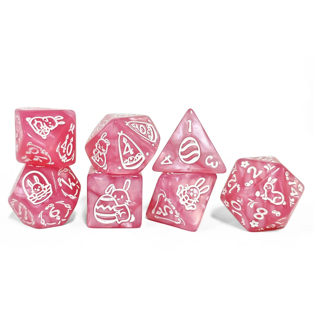 7Pcs/Set Acrylic Material Rabbit Theme Window Dice Set For Dungeons And Dragons…