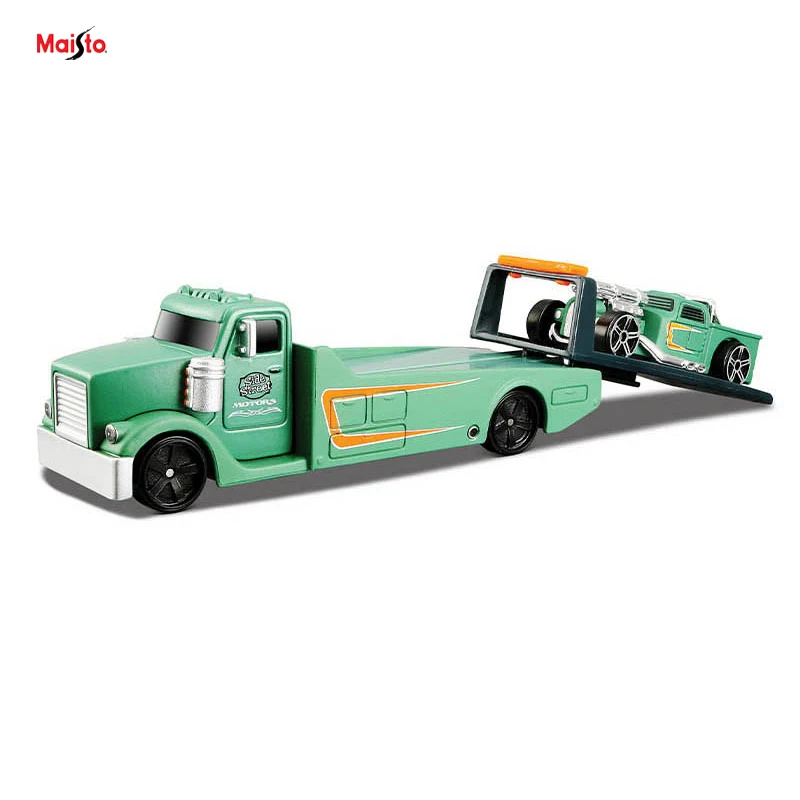 Maisto 1:64 FLYER FLATBED/LEADSLINGER KNUCKLE DRAGGER Design elite transport Die-casting car model collection gift toy