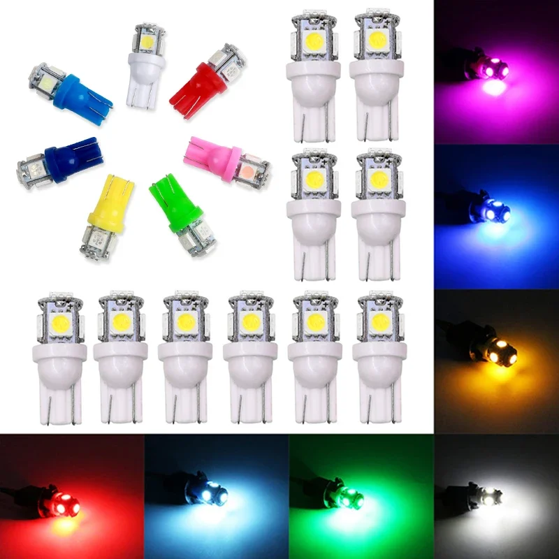 20Pcs T10 5050 5SMD LED Car Interior Light License Plate Bulb Turn Lamps W5W 12V Car Light White Yellow Green Auto Accessories