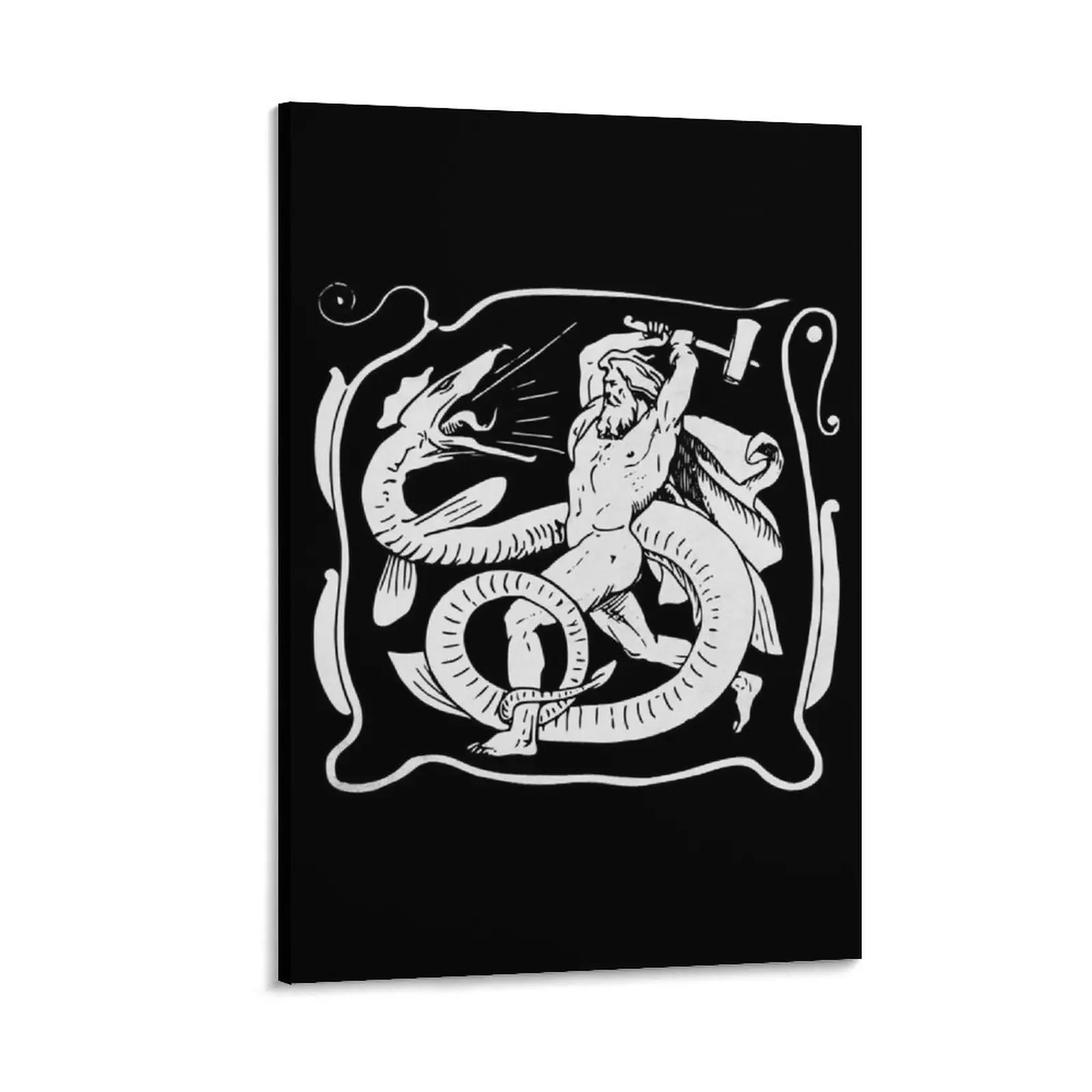

Thor Jrmungandr Battle Vintage Ragnark Drawing Canvas Painting home decors accessories