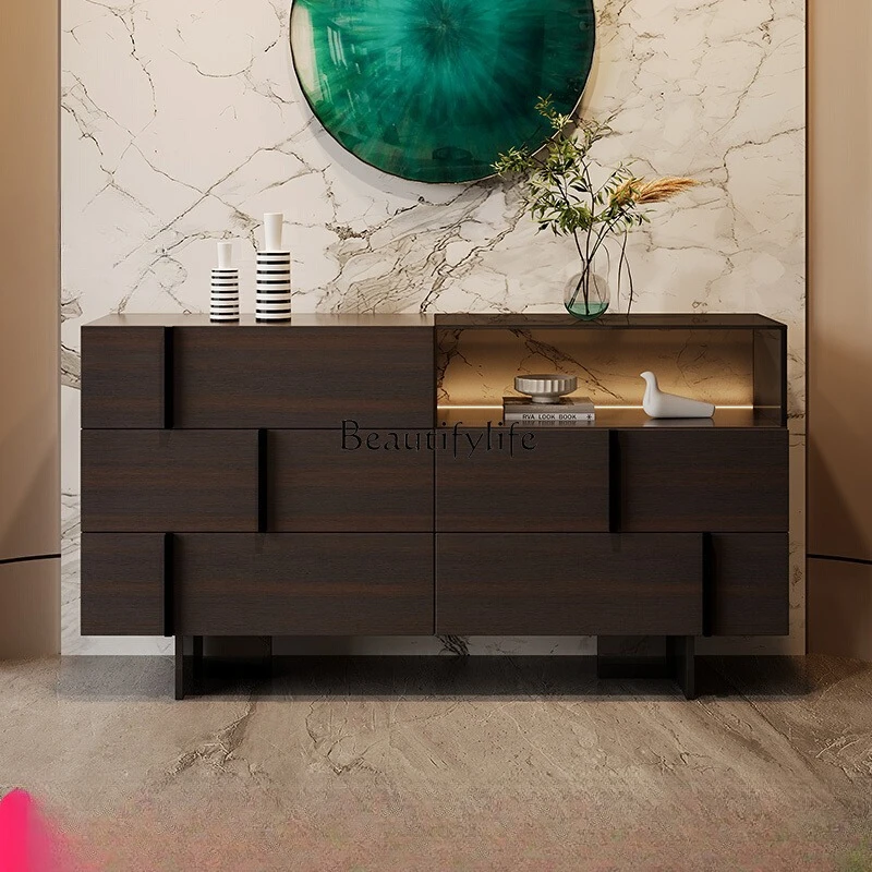 

3Italian solid wood porch cabinet, living room home storage, modern simple chest cabinet