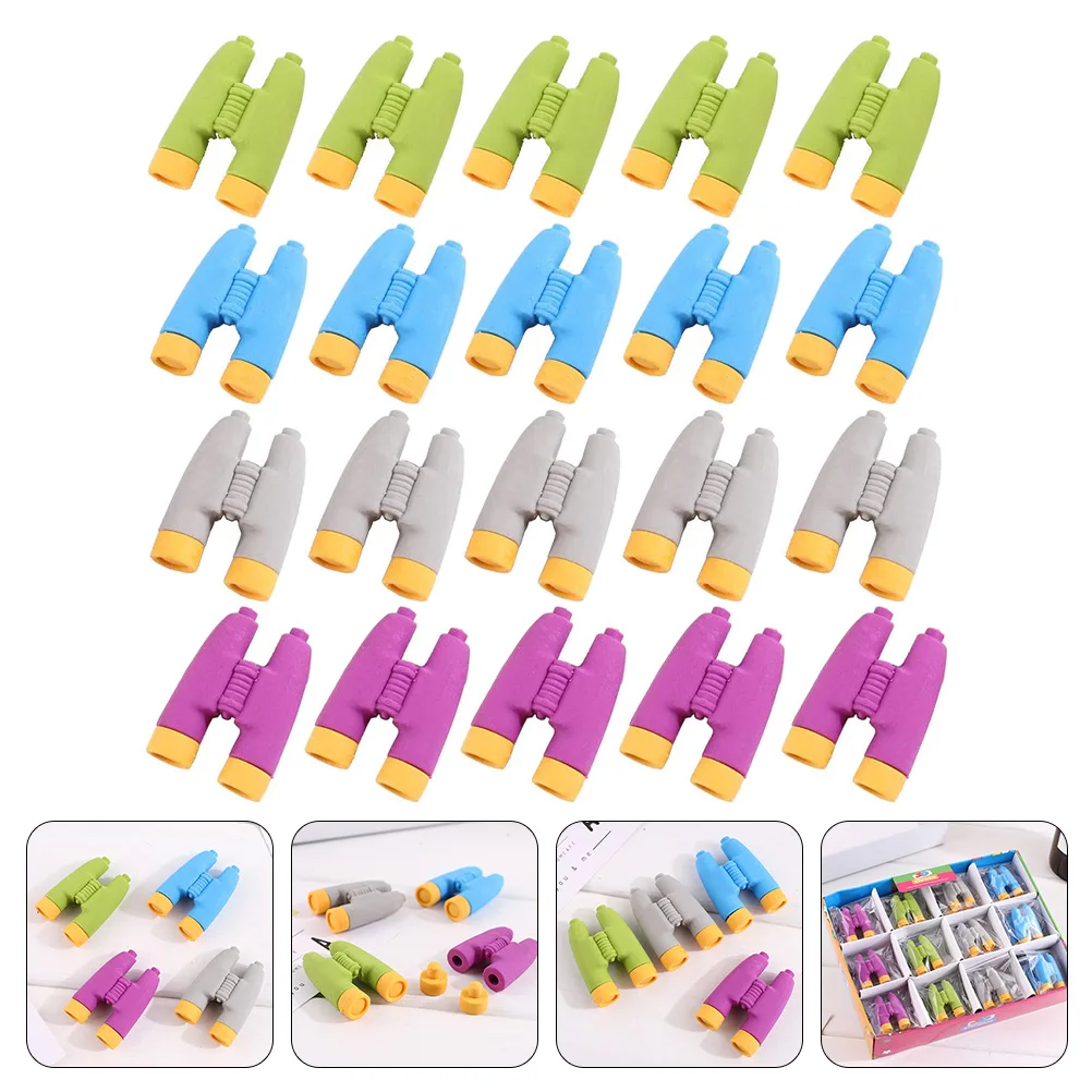 

20pcs Telescope Shaped Erasers Cute Cartoon Mini Size Kids Drawing School Supplies Travel Friendly Safe Material