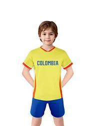 Colombia Kids Soccer Jersey Soccer Suit T-shirt and Shorts for Boys and Girls Football Fans Training Jerseys Uniform Sports Wear