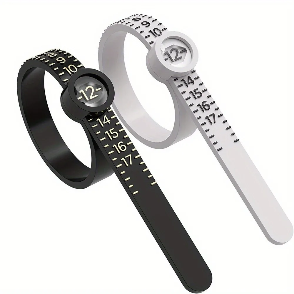 Portable Soft Ring Sizer Tool  Device with Magnified Glass and Reusable Plastic Finger Size Measuring Tape USA Rings,